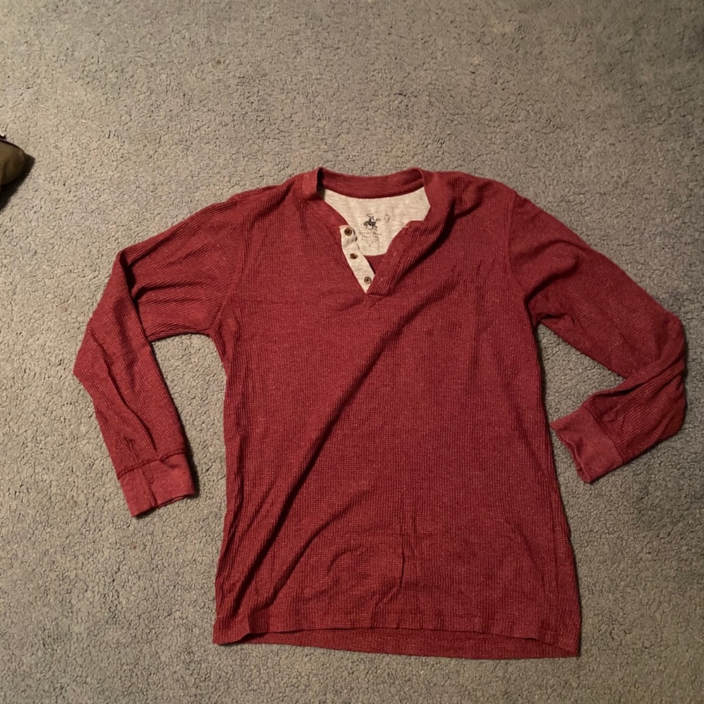 Beverly Hills Polo Club Mens M Maroon Henley Shirt
